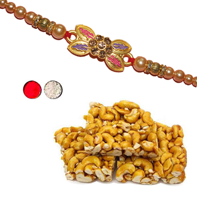 "Rakhi - ZR-5440 A-044 (Single Rakhi), 250gms of KajuPakam Sweet - Click here to View more details about this Product